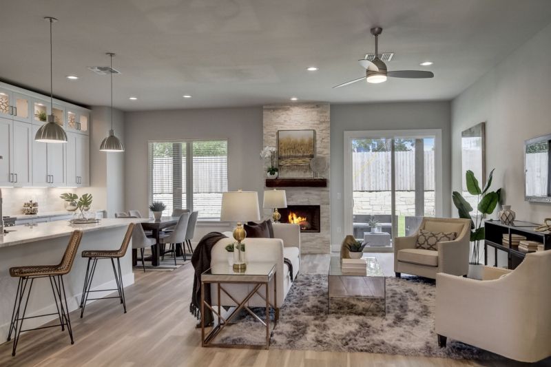 Living room with fireplace